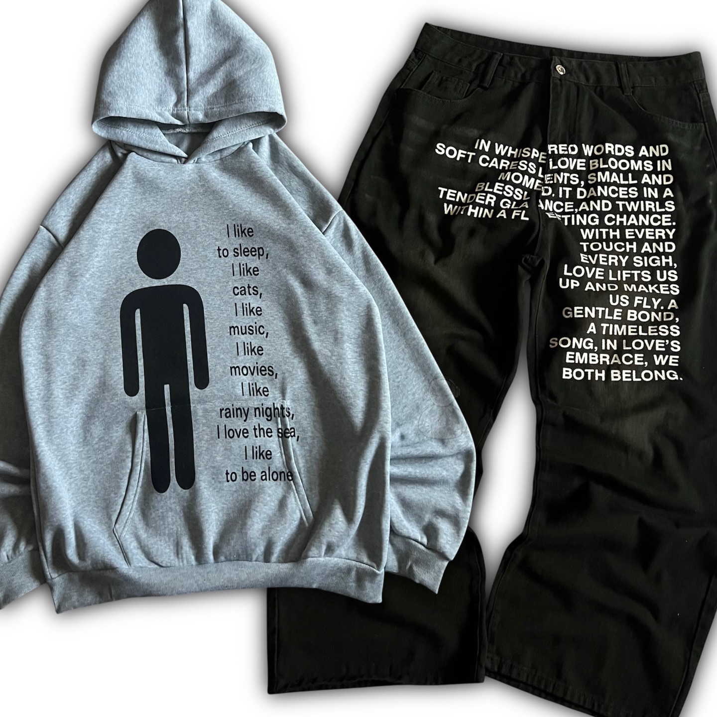 Embroidery Print - Jeans con Motivi Letterari Stile Americano