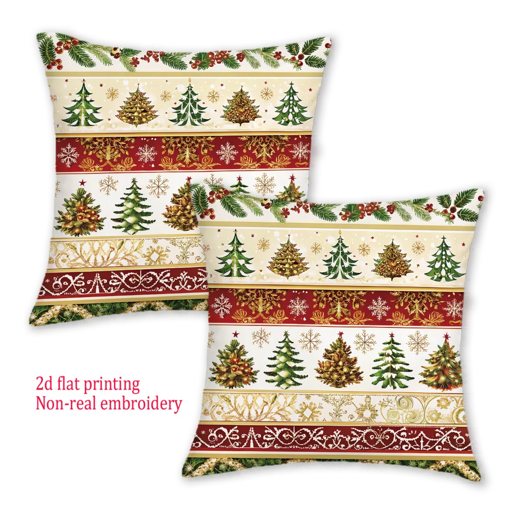 Embroidery Xmas Tree - 2 pezzi, fodere per cuscini stampati