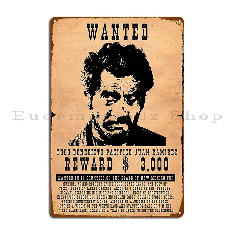 Embroidery Studio - Ricercato Tuco Ramirez Metal Sign Cinema
