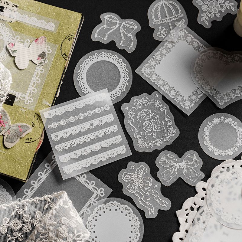Embroidery Paper - Confezione da 30 adesivi in pizzo