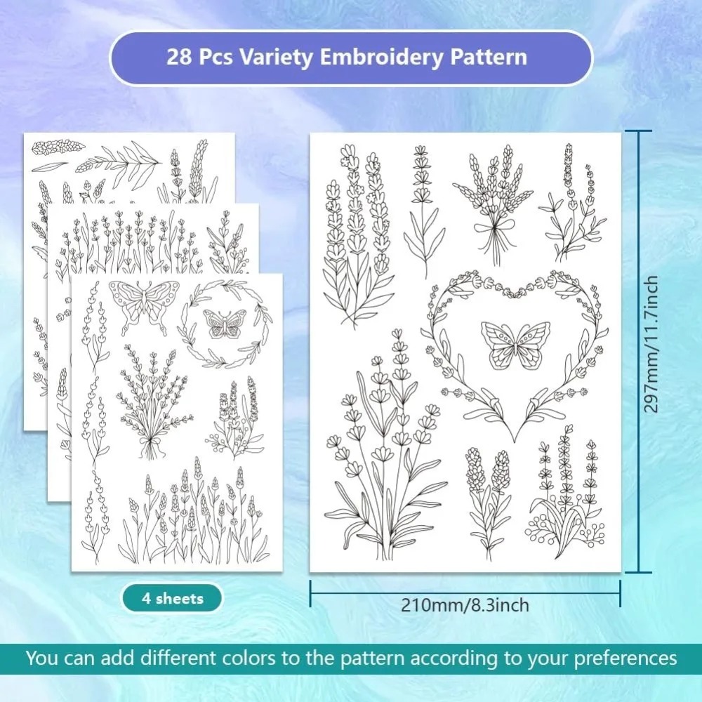 4 fogli di lavanda fiore farfa - Embroidery Cloth recensione e prezzo