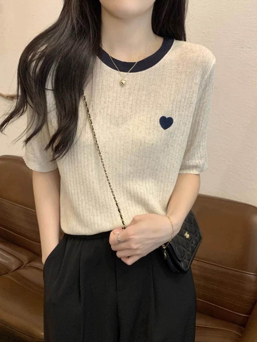 T-shirt in maglia a maniche co - Embroidery Design Love recensione e prezzo